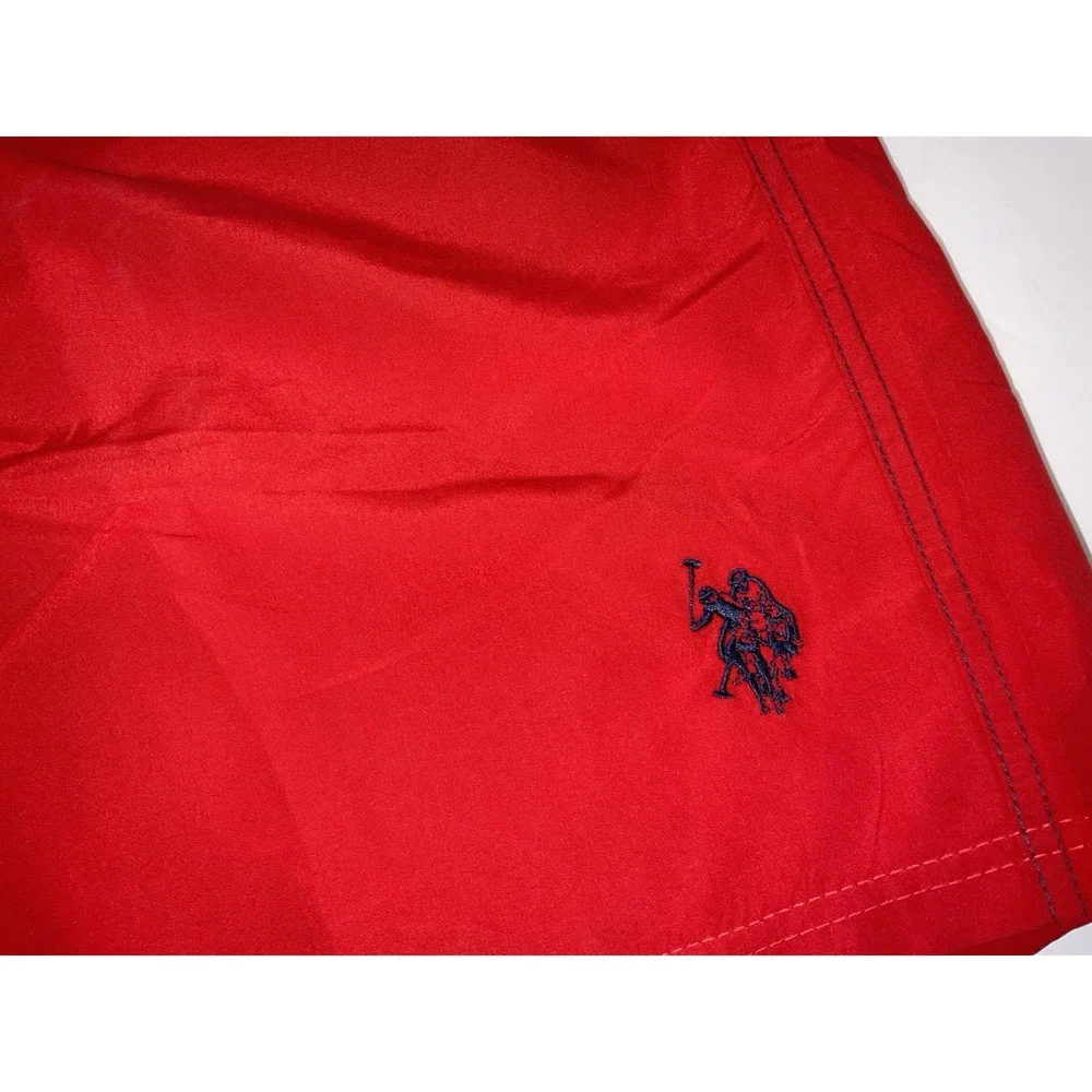 NWT Men's U.S. Polo Assn. Navy & Red Fully Lined Swim Trunks Shorts - XXL